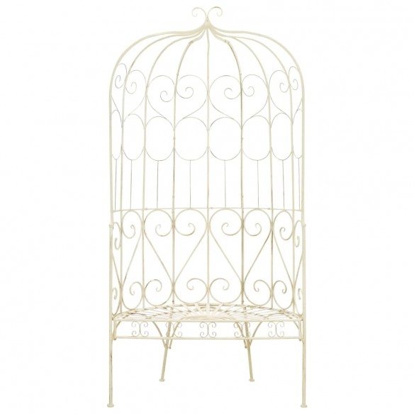 Banc de jardin 95 cm Fer Blanc antique