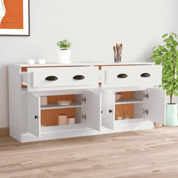 Buffets 2 pcs blanc bois d'ingénierie