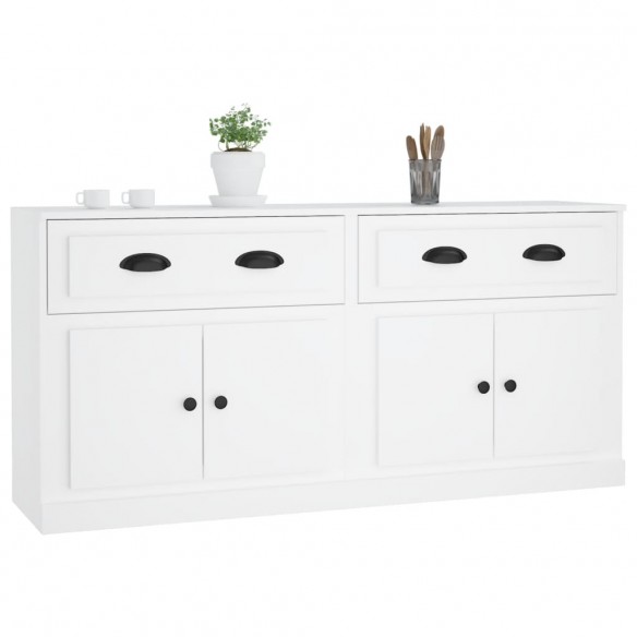 Buffets 2 pcs blanc bois d'ingénierie