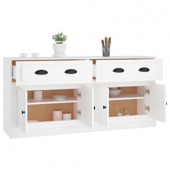 Buffets 2 pcs blanc bois d'ingénierie