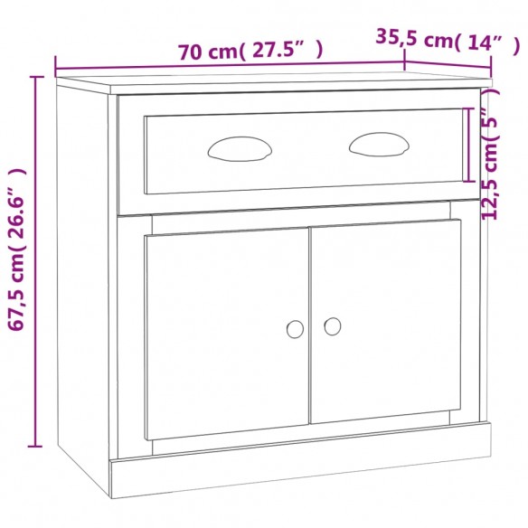 Buffet blanc 70x35,5x67,5 cm bois d'ingénierie