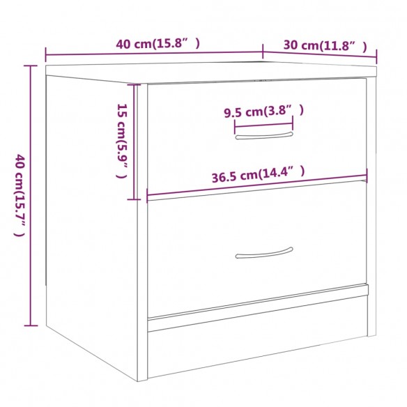 Tables de chevet 2 pcs Chêne fumé 40x30x40 cm Bois d'ingénierie