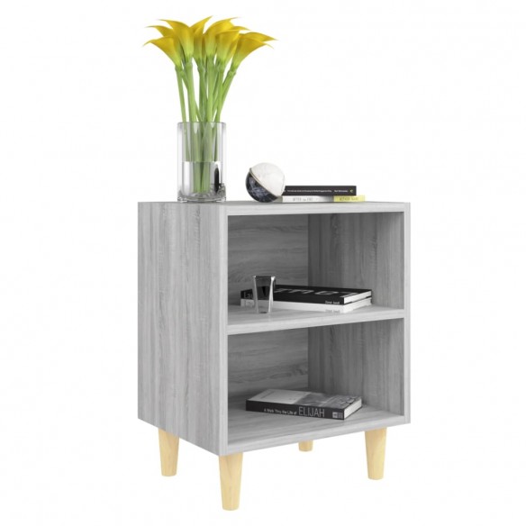 Tables de chevet pieds en bois 2 pcs Sonoma gris 40x30x50 cm