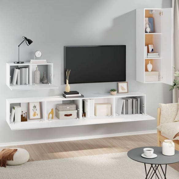 Ensemble de meubles TV 4 pcs Blanc Bois d'ingénierie