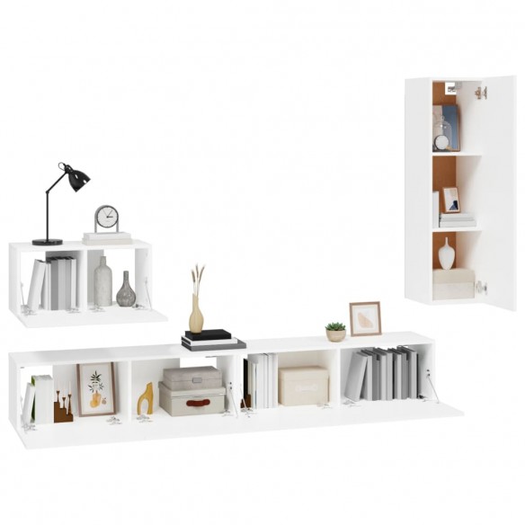 Ensemble de meubles TV 4 pcs Blanc Bois d'ingénierie