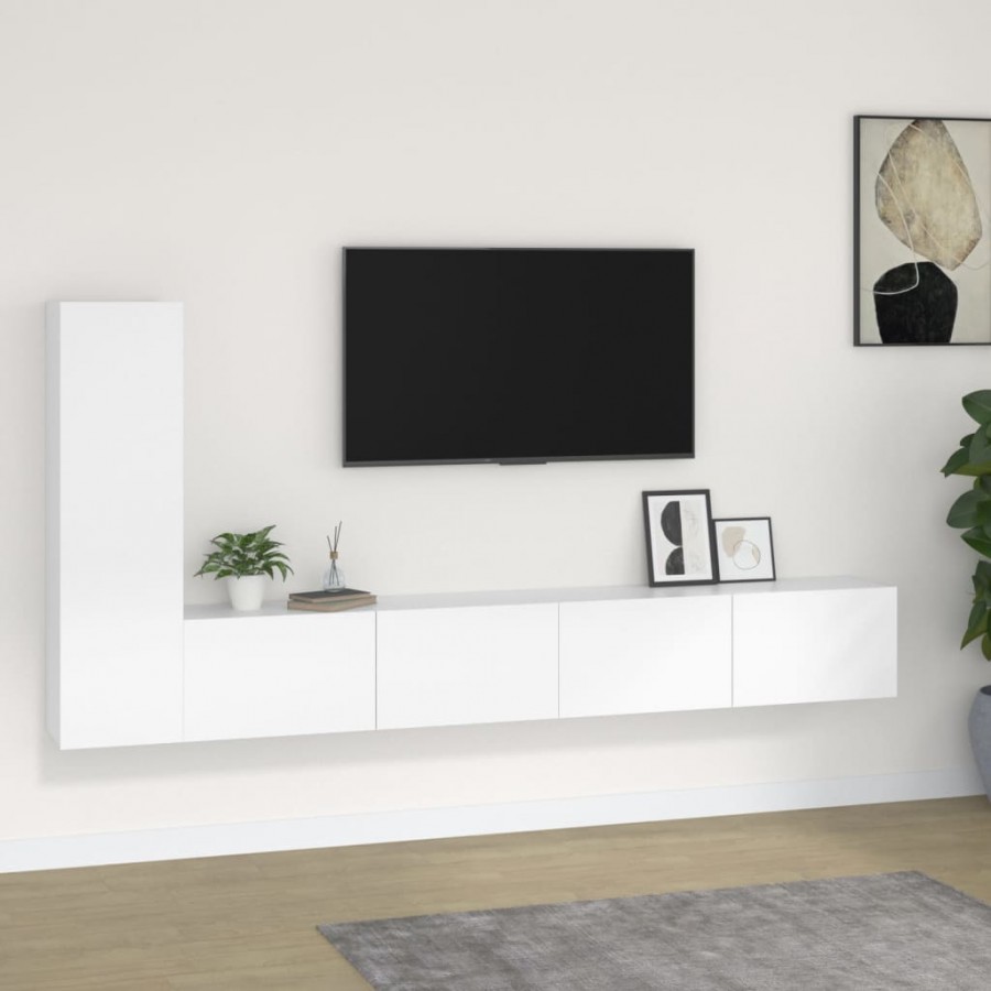 Ensemble de meubles TV 3 pcs Blanc Bois d'ingénierie