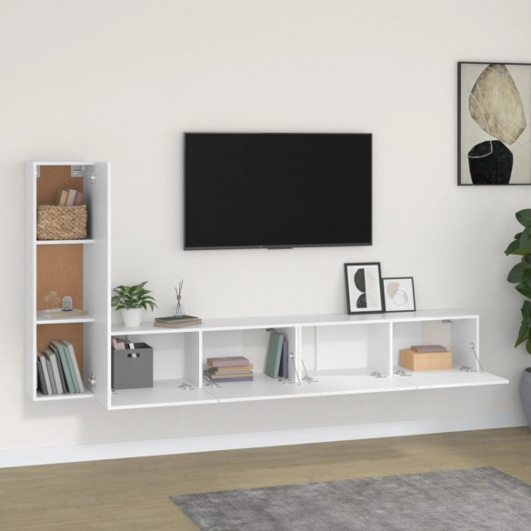 Ensemble de meubles TV 3 pcs Blanc Bois d'ingénierie