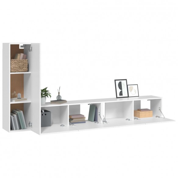 Ensemble de meubles TV 3 pcs Blanc Bois d'ingénierie