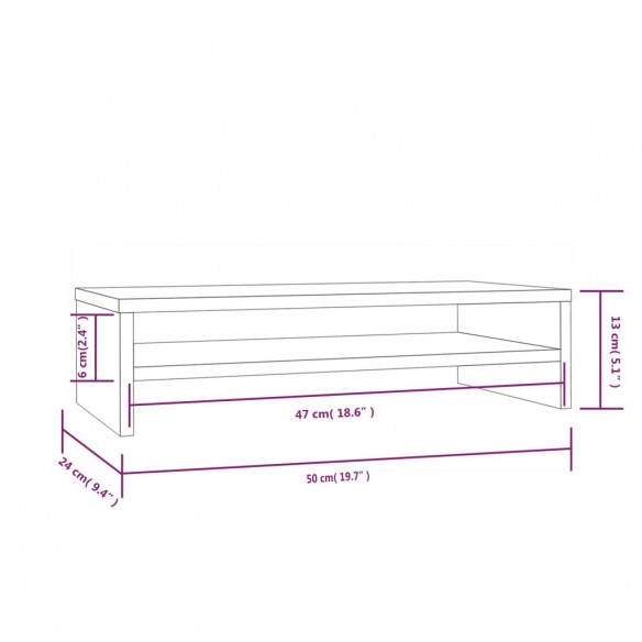 Support de moniteur Blanc 50x24x13 cm Bois de pin solide