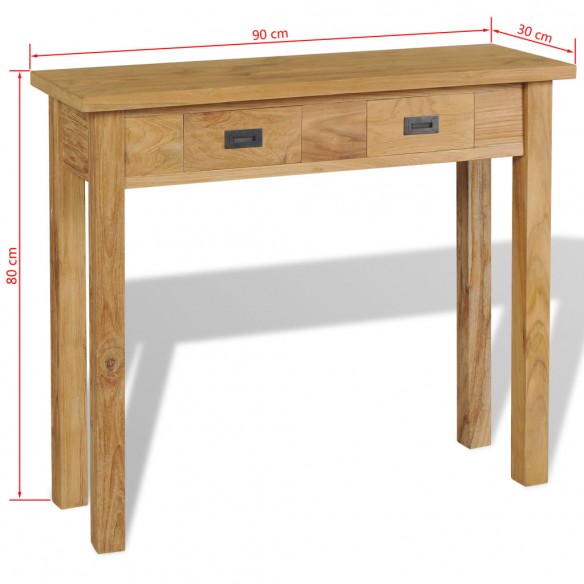 Table console teck massif 90x30x80 cm