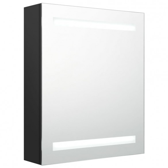 Armoire de salle de bain à miroir LED noir 50x14x60 cm