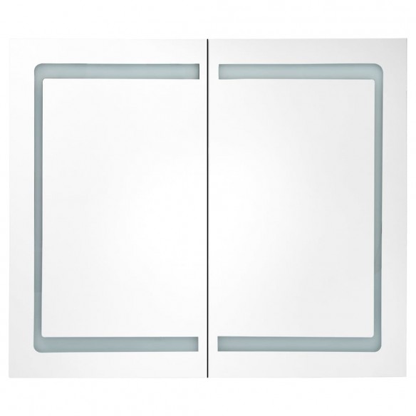 Armoire de salle de bain à miroir LED Gris béton 80x12x68 cm