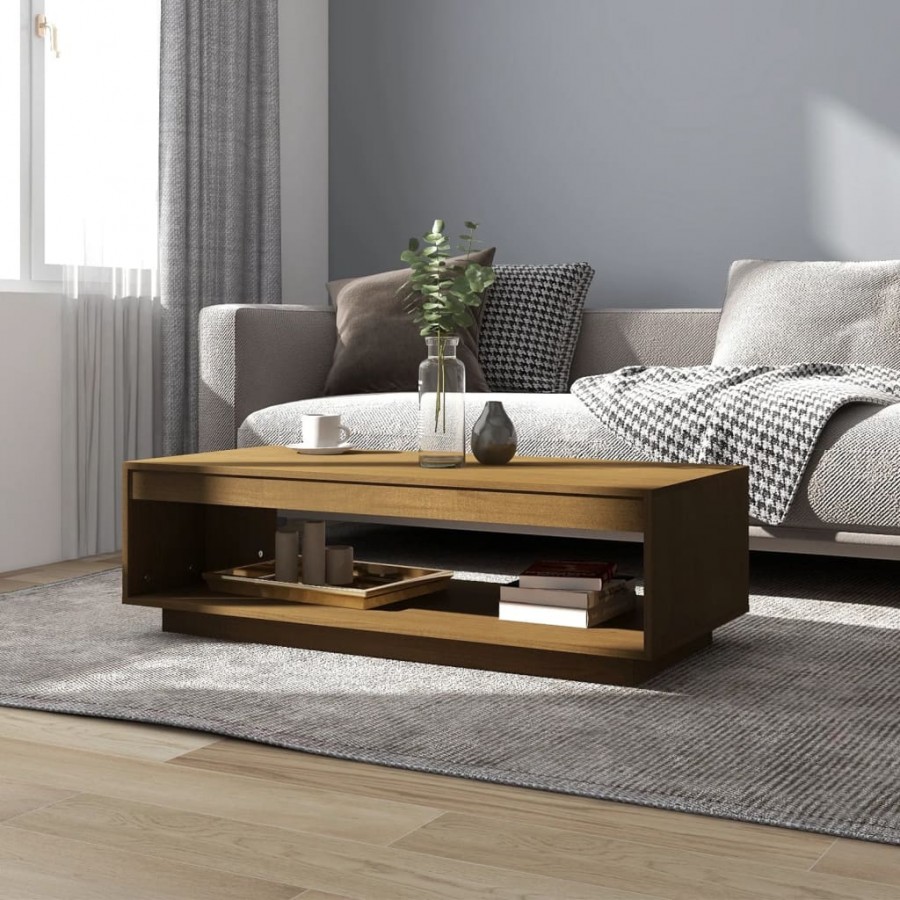 Table basse Marron miel 110x50x33,5 cm Bois de pin massif