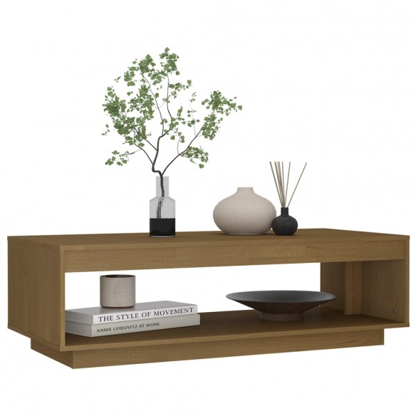 Table basse Marron miel 110x50x33,5 cm Bois de pin massif