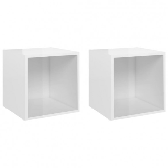 Meubles TV 2 pcs Blanc brillant 37x35x37 cm Aggloméré