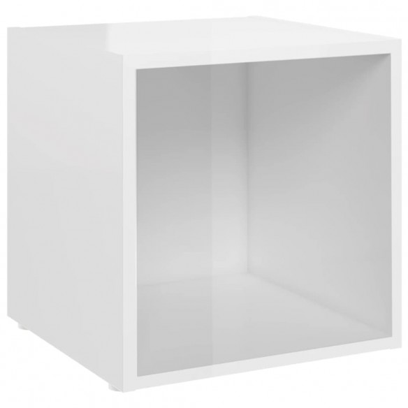 Meubles TV 2 pcs Blanc brillant 37x35x37 cm Aggloméré