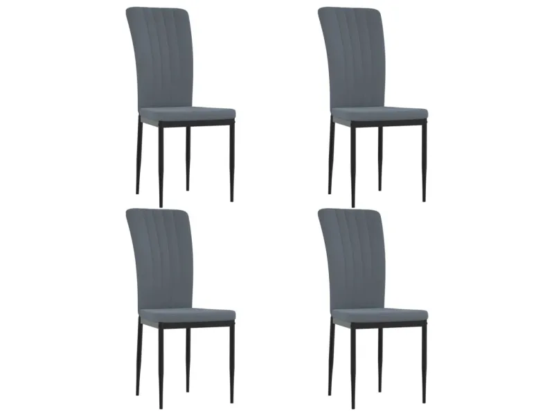 Chaises à manger lot de 4 Gris foncé Velours