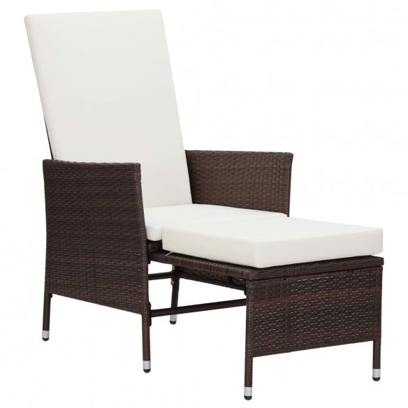 Chaise inclinable de jardin avec coussins Résine tressée Marron