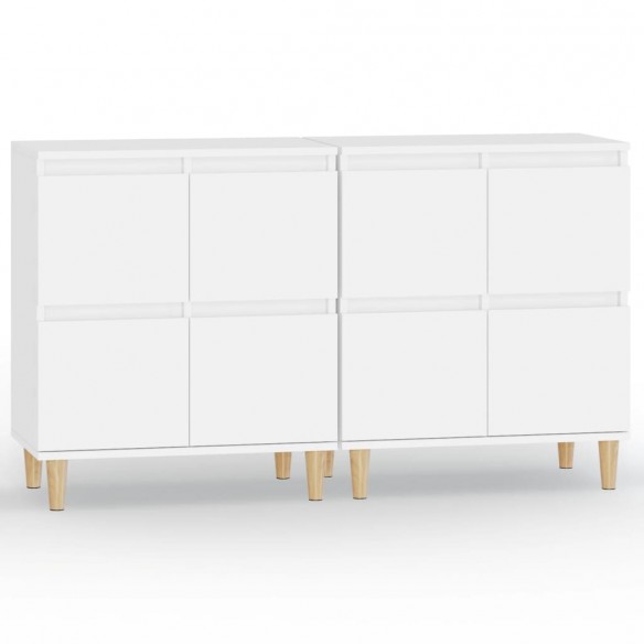 Buffets 2 pcs blanc 60x35x70 cm bois d'ingénierie