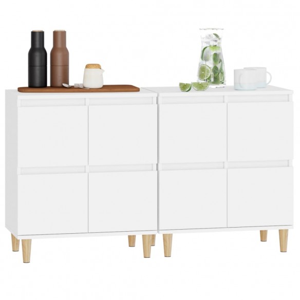 Buffets 2 pcs blanc 60x35x70 cm bois d'ingénierie