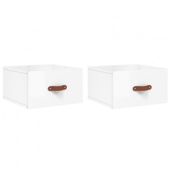 Tables de chevet murales 2 pcs blanc brillant 35x35x20 cm