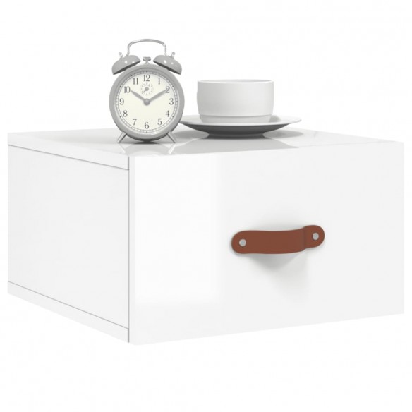 Tables de chevet murales 2 pcs blanc brillant 35x35x20 cm