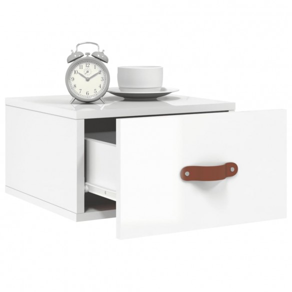 Tables de chevet murales 2 pcs blanc brillant 35x35x20 cm