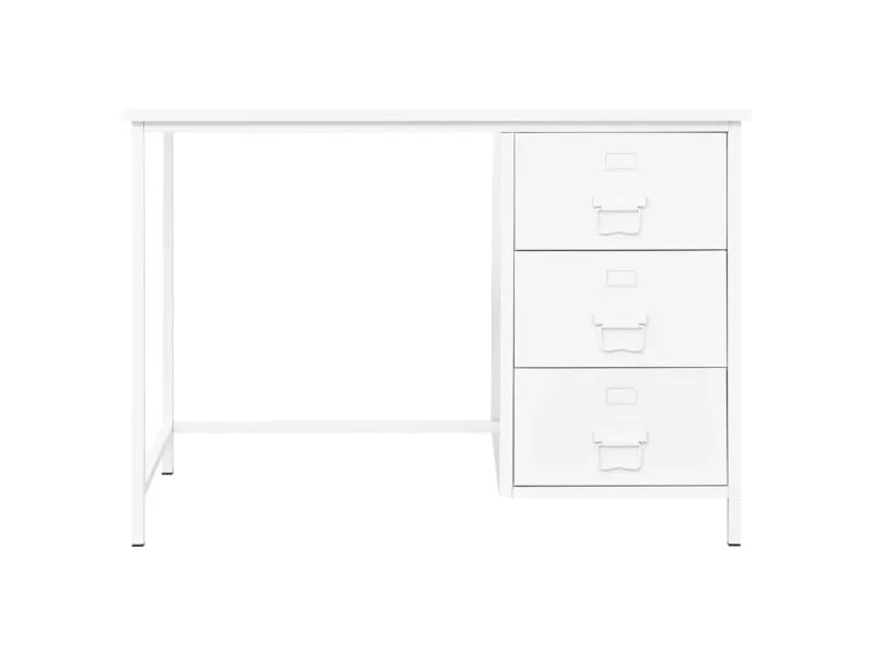 Bureau industriel avec tiroirs Blanc 105x52x75 cm Acier