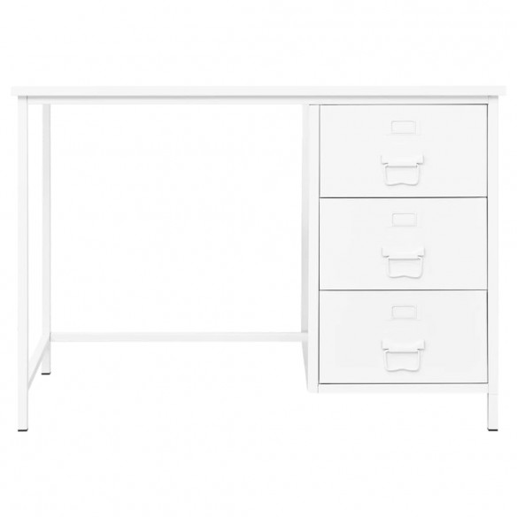 Bureau industriel avec tiroirs Blanc 105x52x75 cm Acier