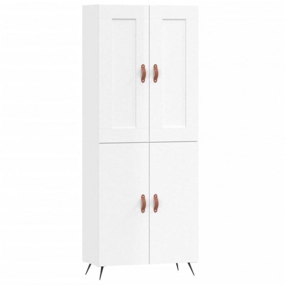 Buffet haut Blanc brillant 69,5x34x180 cm Bois d'ingénierie