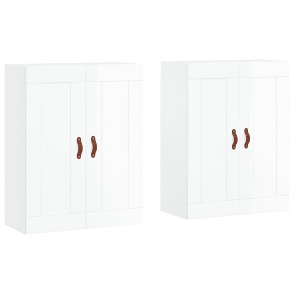 Armoires murales 2 pcs blanc brillant bois d'ingénierie