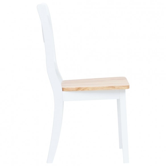 Chaises à manger lot de 4 blanc et bois clair bois hévéa massif