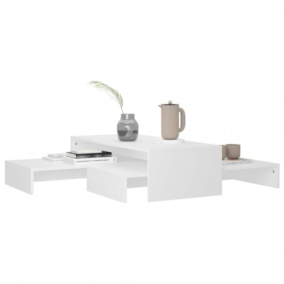 Set tables basses gigognes Blanc 100x100x26,5 cm Aggloméré