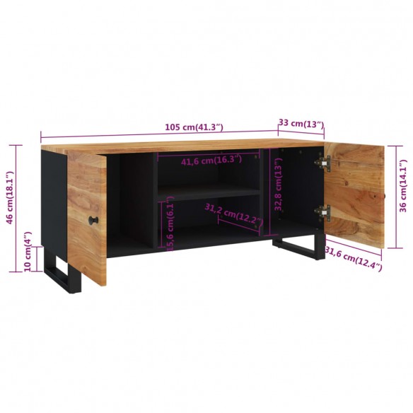 Meuble TV 105x33x46 cm Bois d'acacia massif