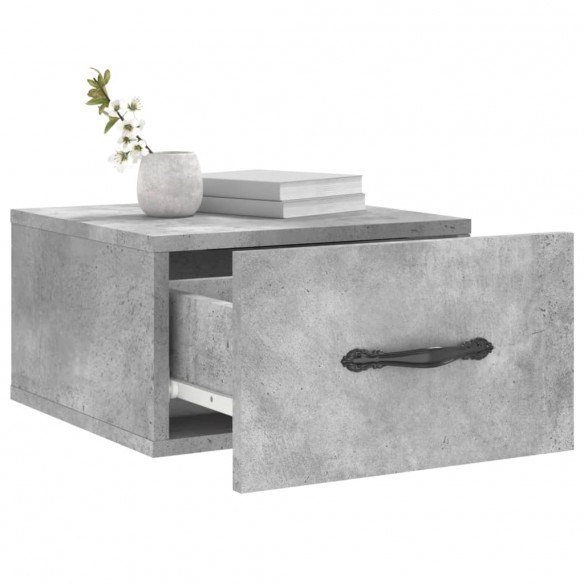 Table de chevet murale gris béton 35x35x20 cm