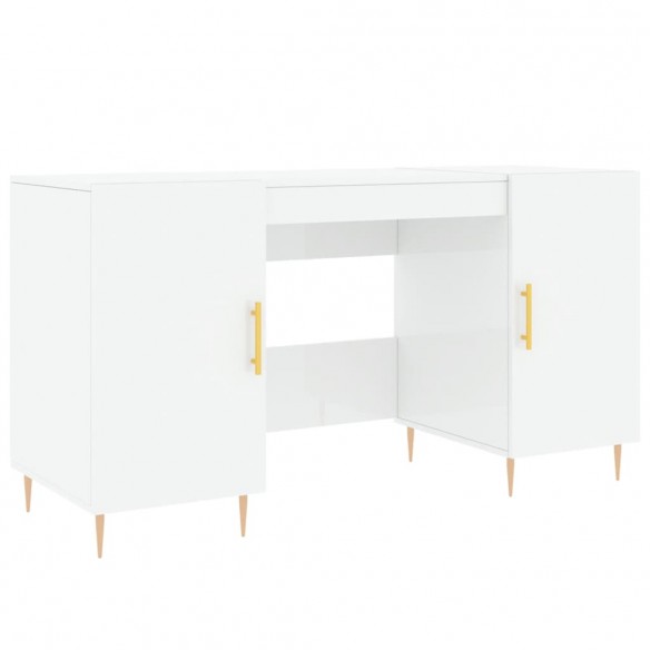 Bureau Blanc brillant 140x50x75 cm Bois d'ingénierie