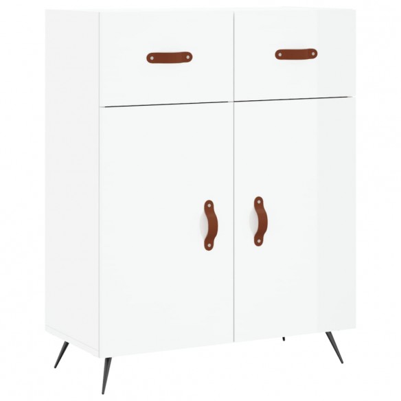 Buffet Blanc brillant 69,5x34x90 cm Bois d'ingénierie