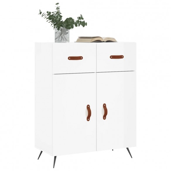 Buffet Blanc brillant 69,5x34x90 cm Bois d'ingénierie