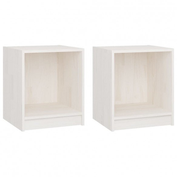 Tables de chevet 2 pcs Blanc 35,5x33,5x41,5 cm Pin massif