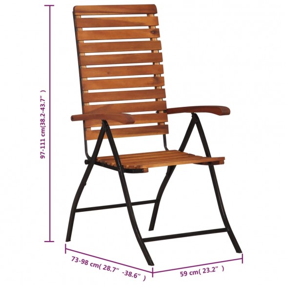 Chaises inclinables de jardin 2 pcs Bois solide d'acacia