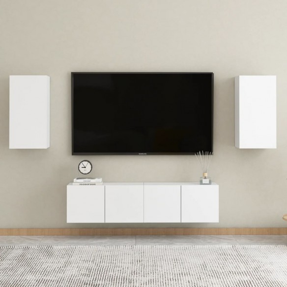 Ensemble de meubles TV 4 pcs Blanc Aggloméré