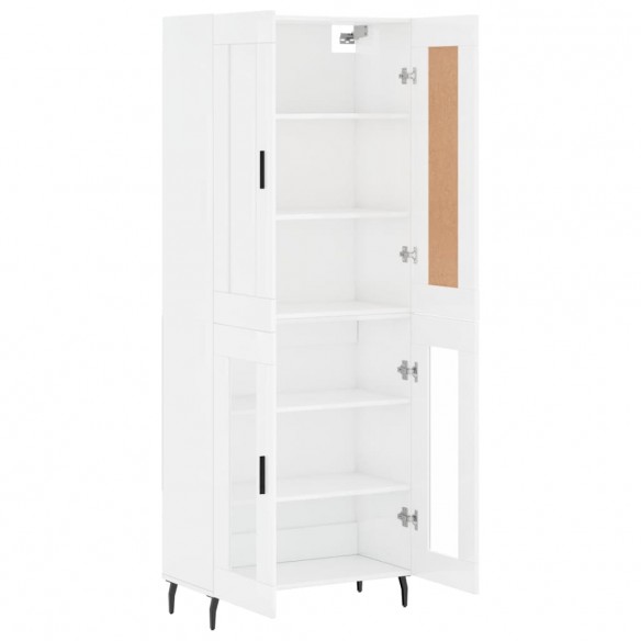 Buffet haut Blanc brillant 69,5x34x180 cm Bois d'ingénierie