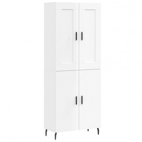 Buffet haut Blanc brillant 69,5x34x180 cm Bois d'ingénierie