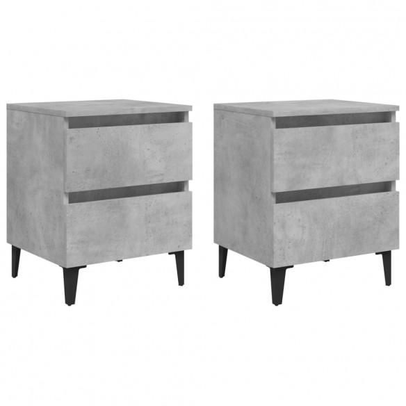 Tables de chevet 2 pcs Gris béton 40x35x50 cm Aggloméré