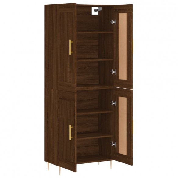 Buffet haut Chêne marron 69,5x34x180 cm Bois d'ingénierie