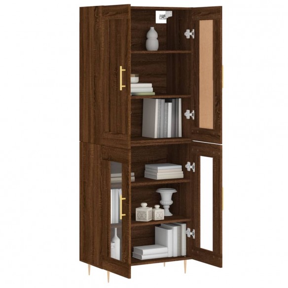 Buffet haut Chêne marron 69,5x34x180 cm Bois d'ingénierie