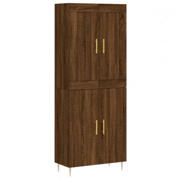 Buffet haut Chêne marron 69,5x34x180 cm Bois d'ingénierie