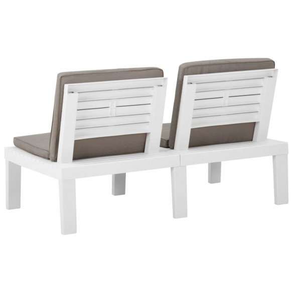 Banc de salon de jardin avec coussin Plastique Blanc