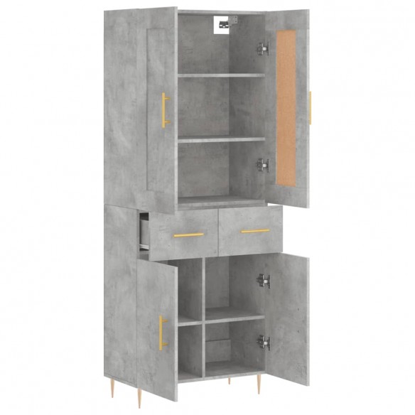 Buffet haut Gris béton 69,5x34x180 cm Bois d'ingénierie