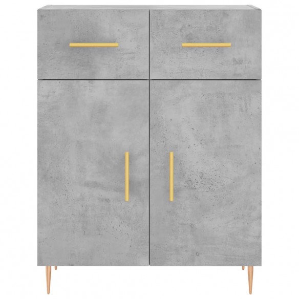 Buffet haut Gris béton 69,5x34x180 cm Bois d'ingénierie